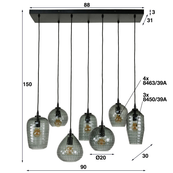 Suspension Sora 7 globes